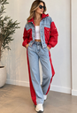 Denim & Kırmızı Detaylı İkili Takım