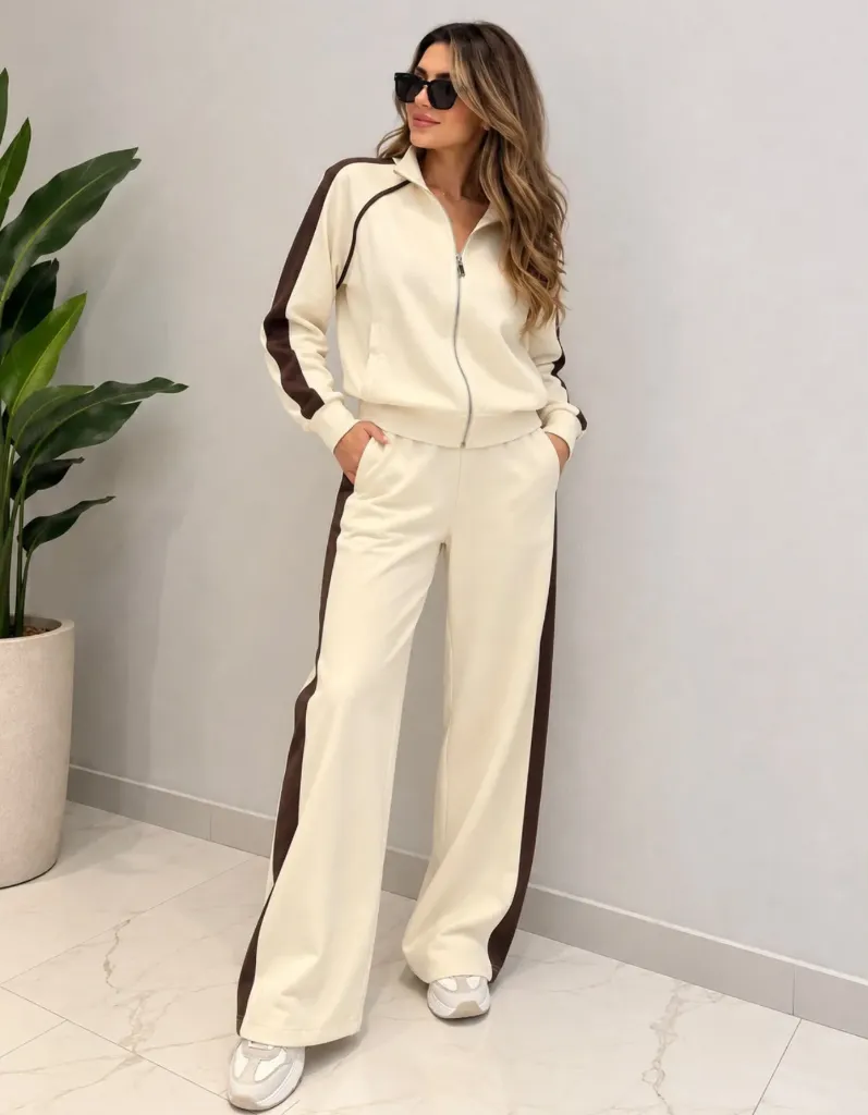 Kahve Şerit Detaylı Premium Eşofman Takımı (M)