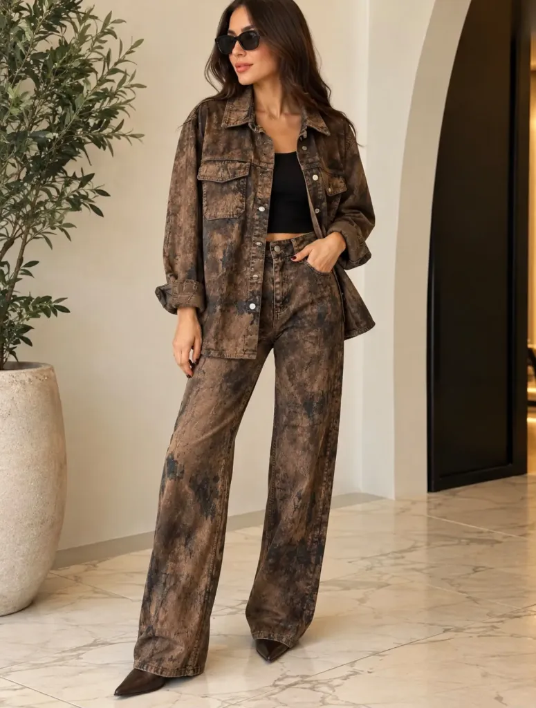 Eskitme Efektli Oversize Denim Ceket