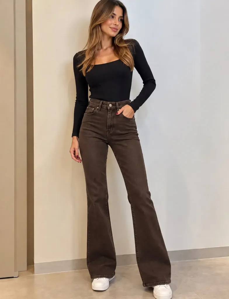 Likralı Kahve Jean