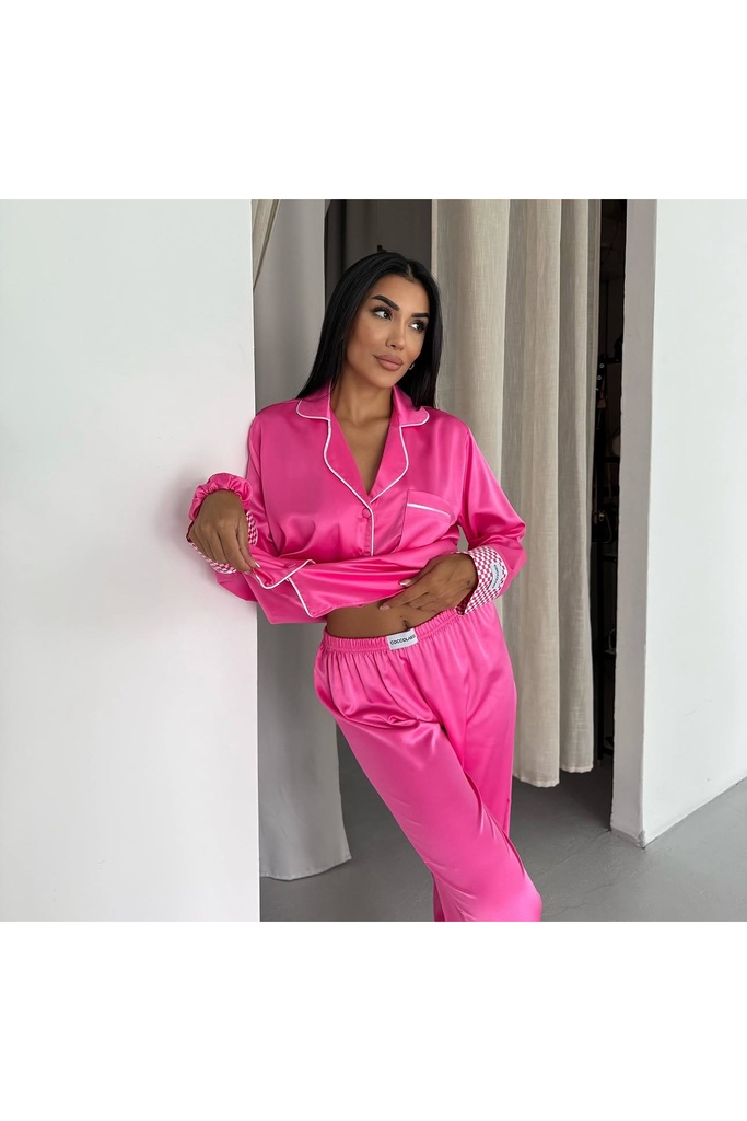 [PSY-STN-PJM-TKM-8] Puşya Saten Pijama Takımı ve Toka