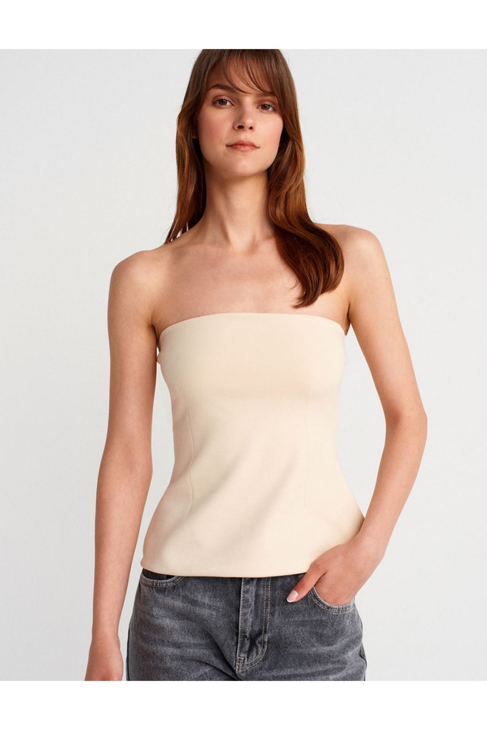 Straplez Top - Taş