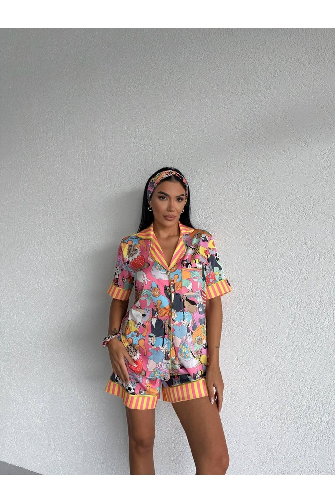 3'lü Saten Pijama Takımı