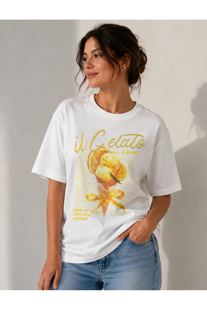 Dondurma Detaylı Oversize T-shirt