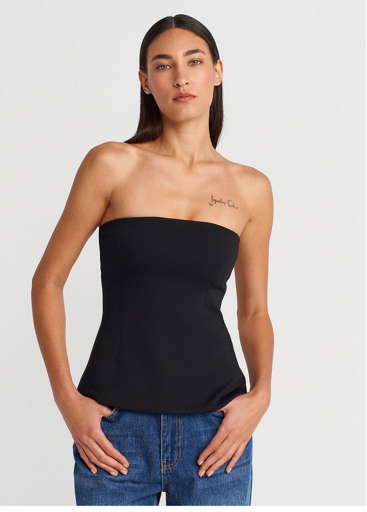 Dilvin Straplez Top (S, Siyah)